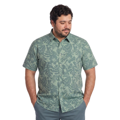 Camisa Hombre Guayabera Manga Corta Diseño Verde Pistacho