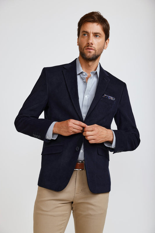 Blazer hombre Micro Cotelé Mil Rayas Navy Blue