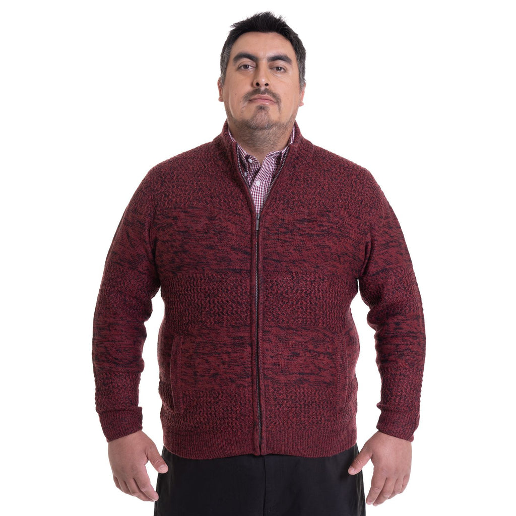 Sweater Hombre Full Cierre Rojo Oscuro Melange