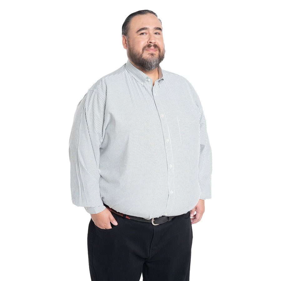 Camisa Hombre Manga Larga Oxford Rayas Verde Regular Fit - Sensez