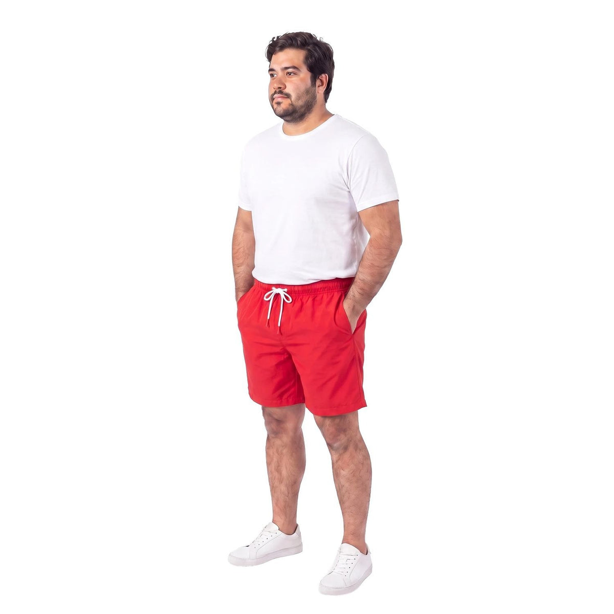Traje de Baño Hombre Liso Rojo