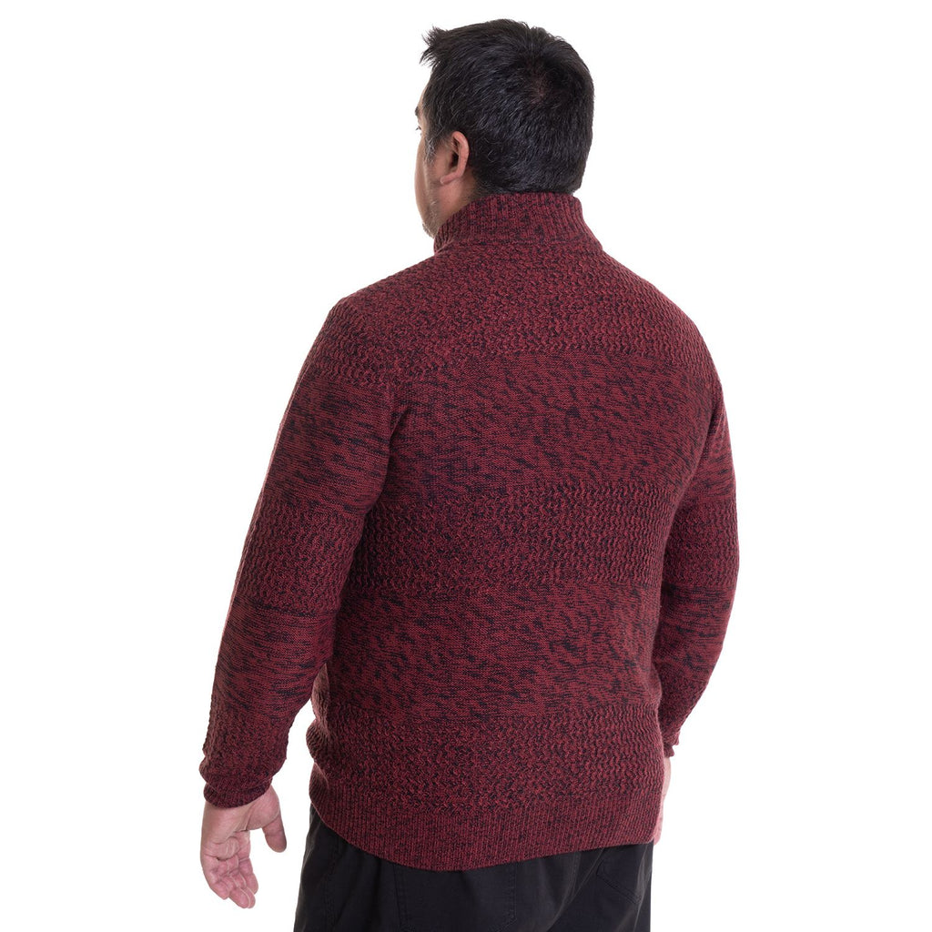 Sweater Hombre Full Cierre Rojo Oscuro Melange