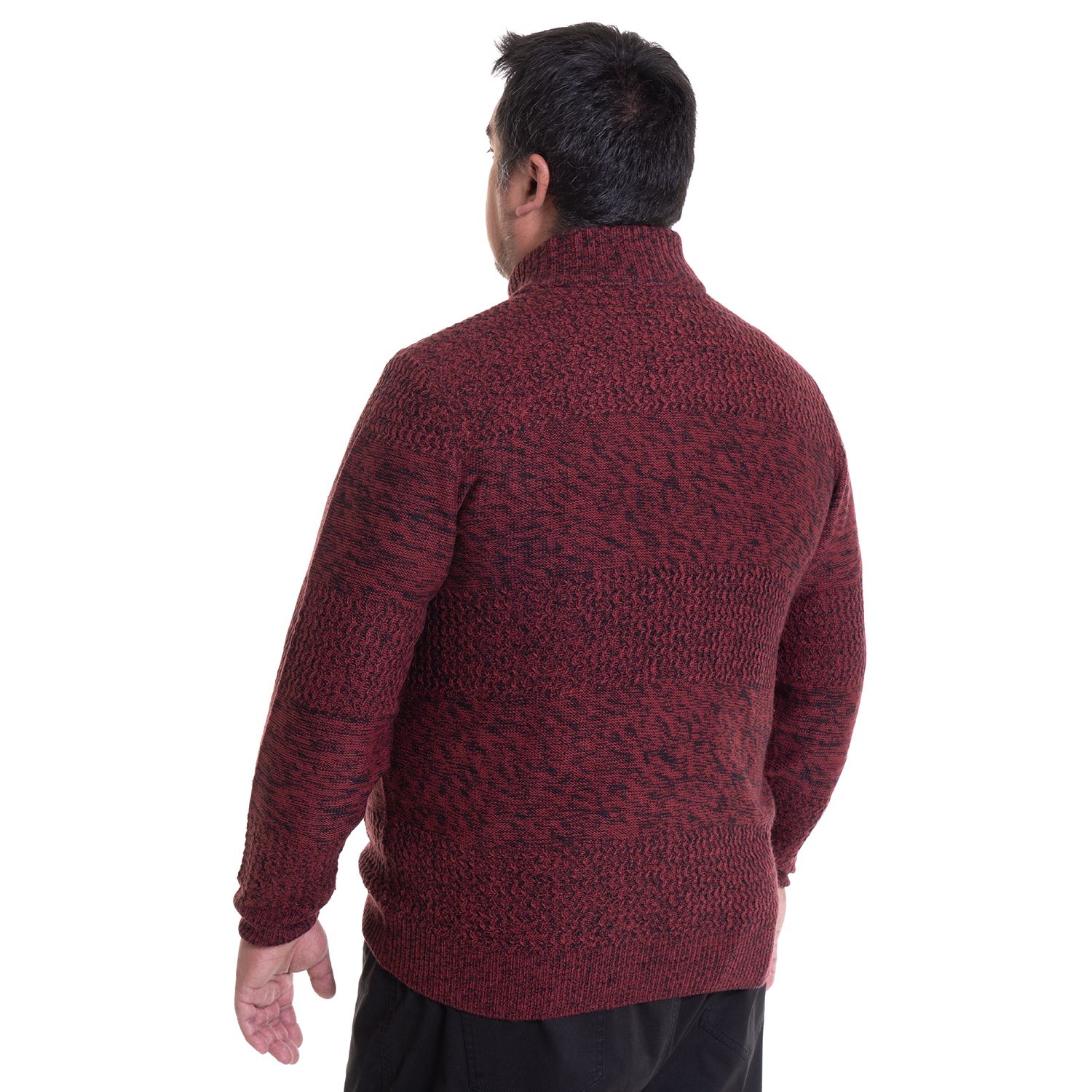 Sweater Hombre Full Cierre Rojo Oscuro Melange
