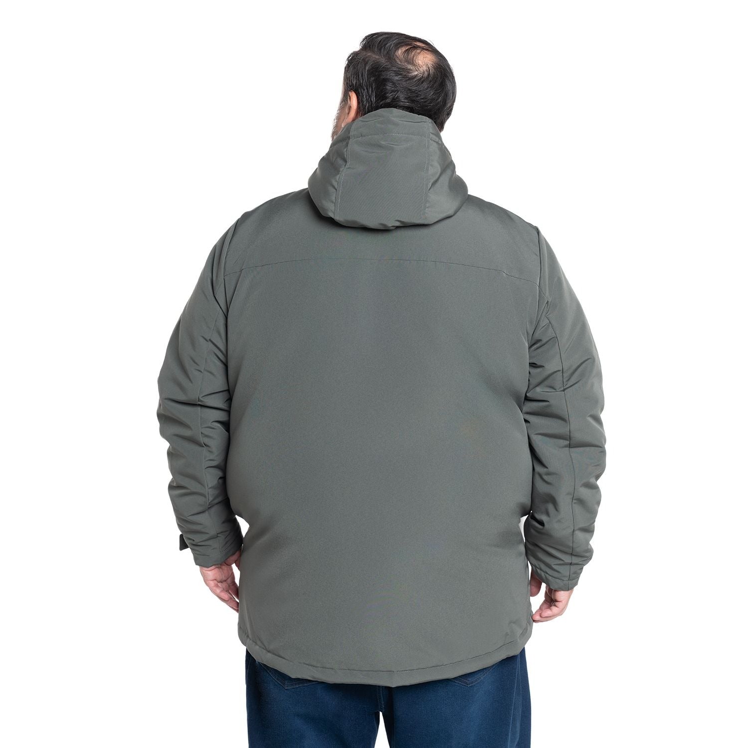 Chaqueta Hombre Larga Verde Olivo Gorro Ajustable