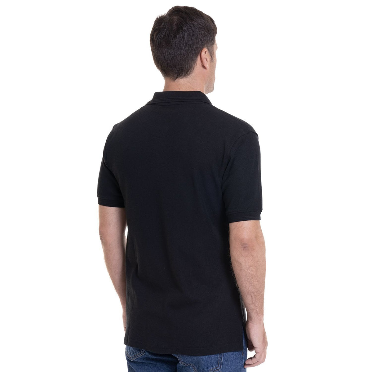 Polera Hombre Pique Lisa Negro 180GR