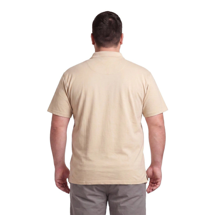 Polera Hombre Lisa Cuello Camisero Beige Claro