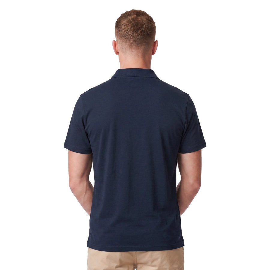 Polera Hombre Lisa Cuello Camisero Azul