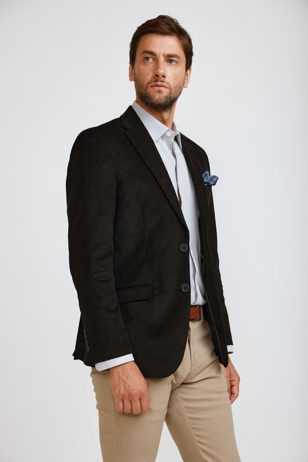 Blazer Hombre Micro Cotelé Mil Rayas Black