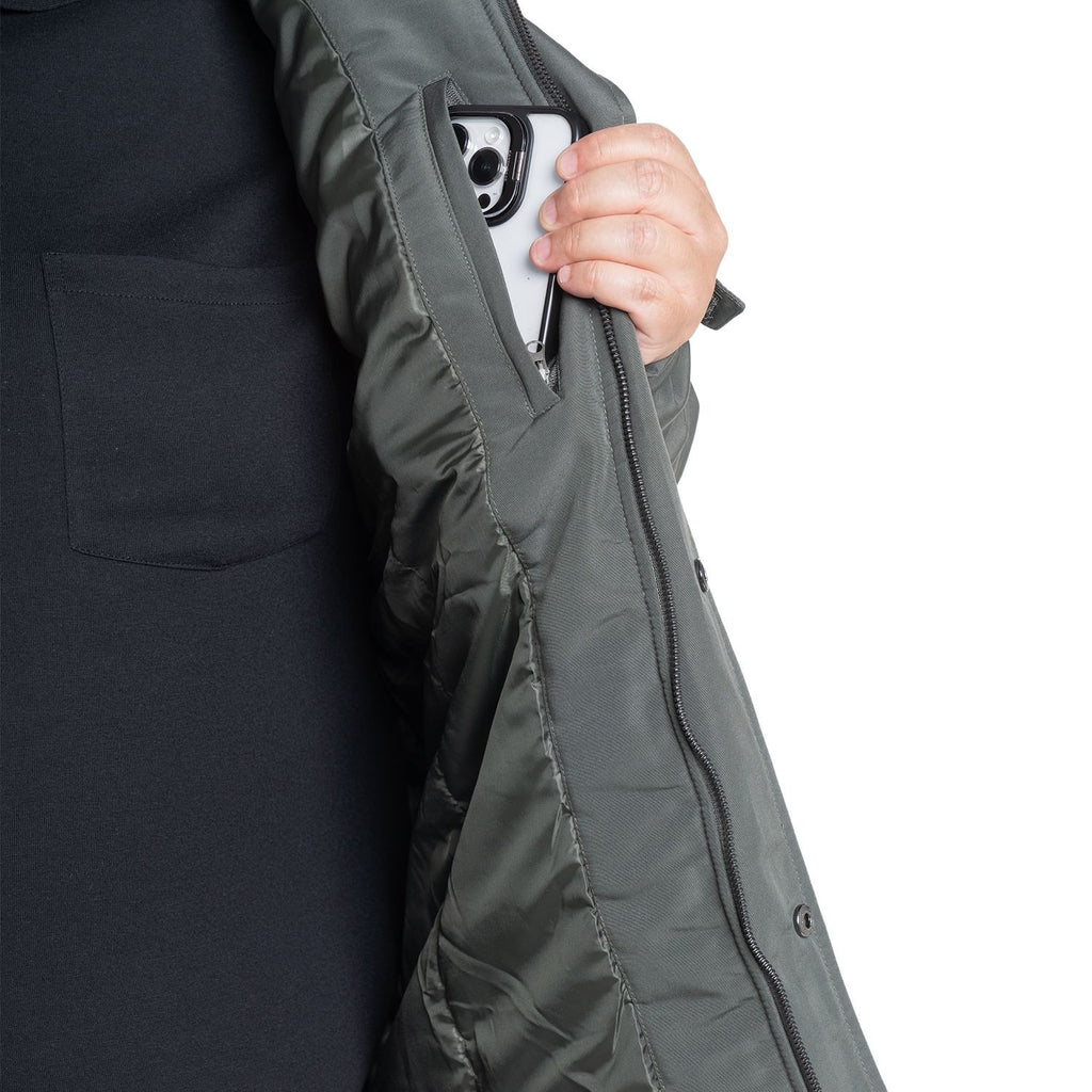 Chaqueta Hombre Larga Verde Olivo Gorro Ajustable