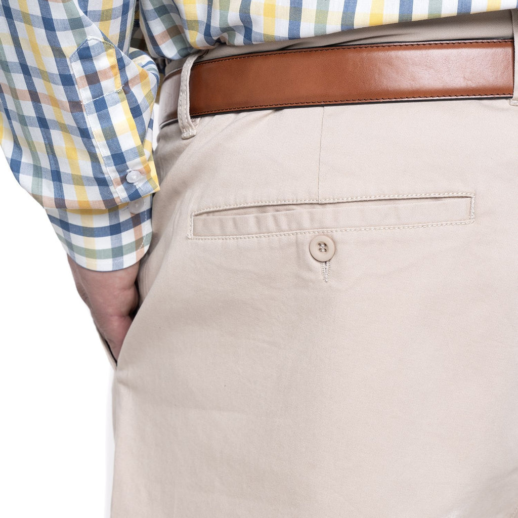 Pantalon Hombre Gabardina Slim Fit Beige Claro