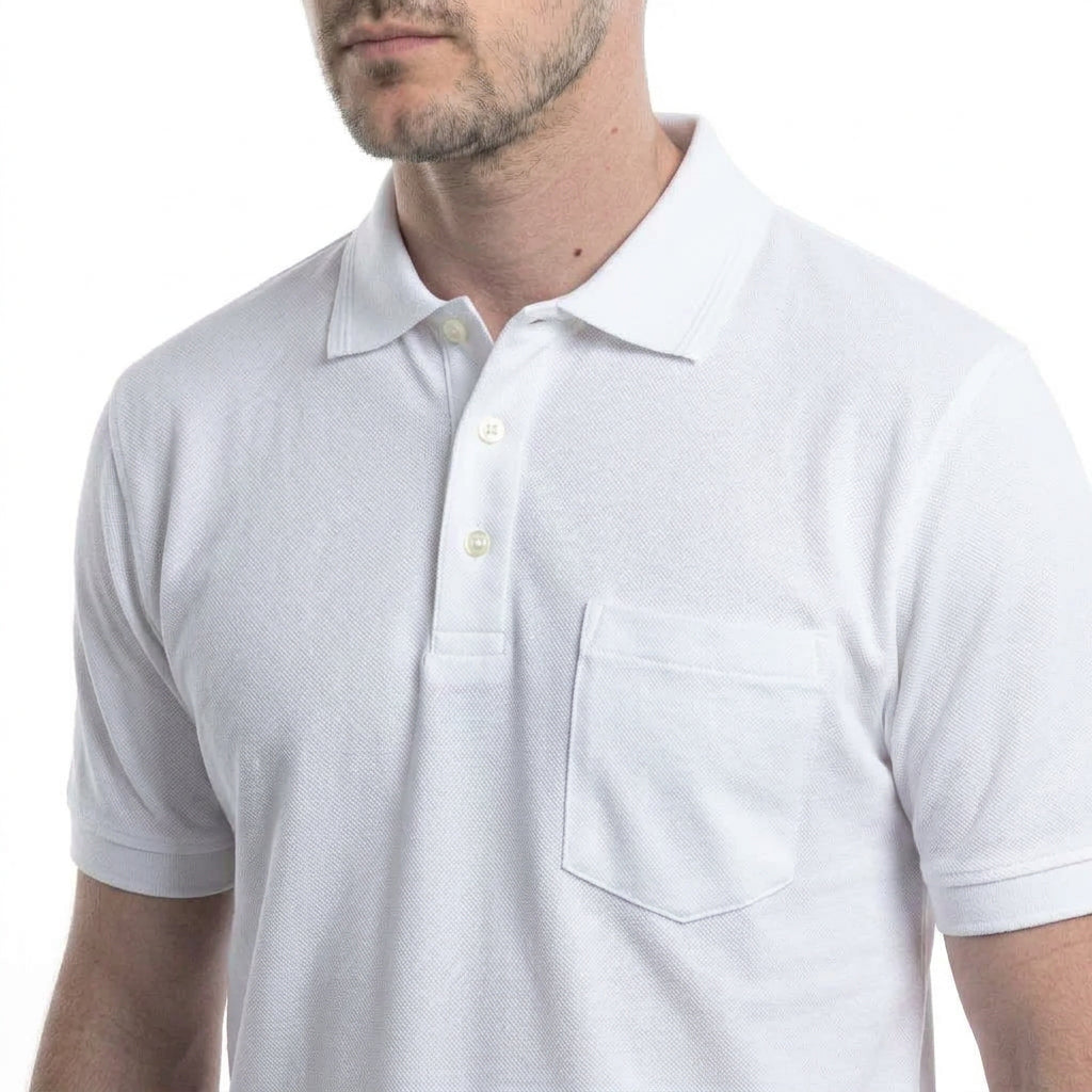 Polera Hombre Pique Lisa Blanca