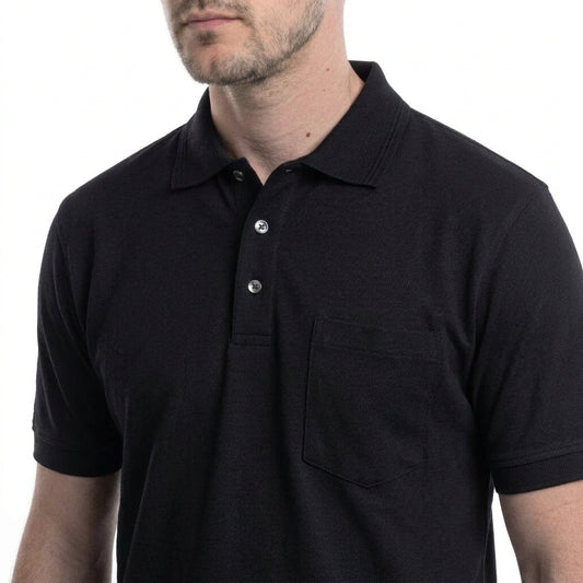 Polera Hombre Pique Lisa Negro