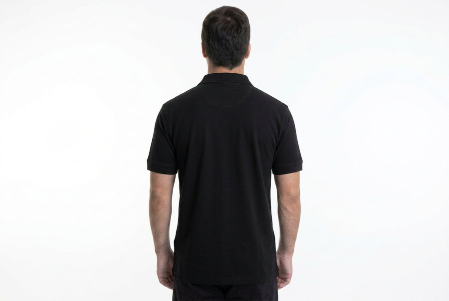 Polera Hombre Pique Lisa Negro