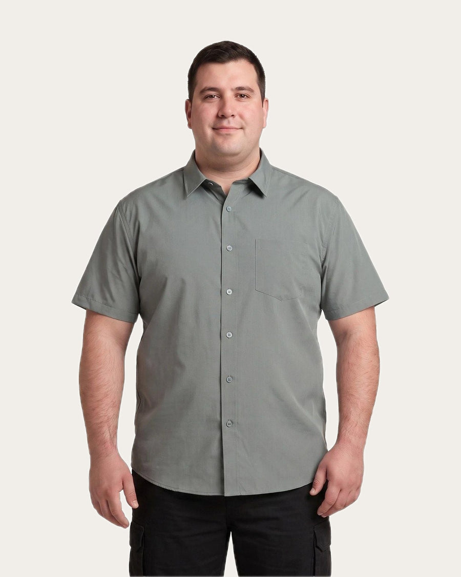 Camisa Hombre Guayabera Lisa Gris Oscuro · foto 1