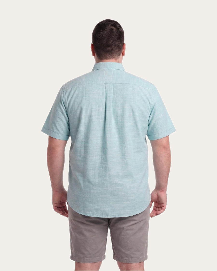 Camisa Hombre Look Lino Manga Corta Verde Agua · foto 2