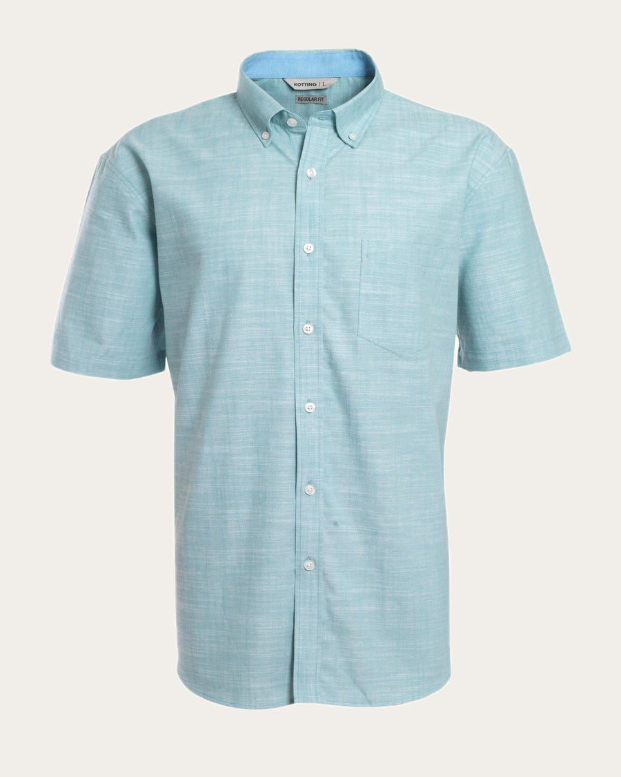 Camisa Hombre Look Lino Manga Corta Verde Agua · foto 3