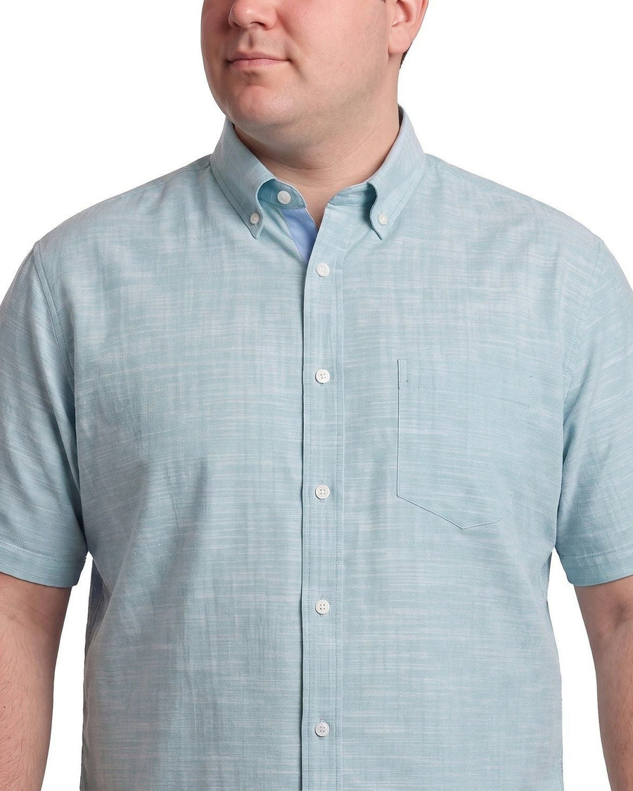 Camisa Hombre Look Lino Manga Corta Verde Agua · foto 4