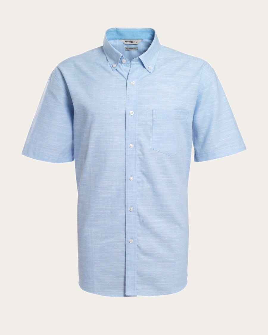 Camisa Hombre Look Lino Manga Corta Celeste · foto 3