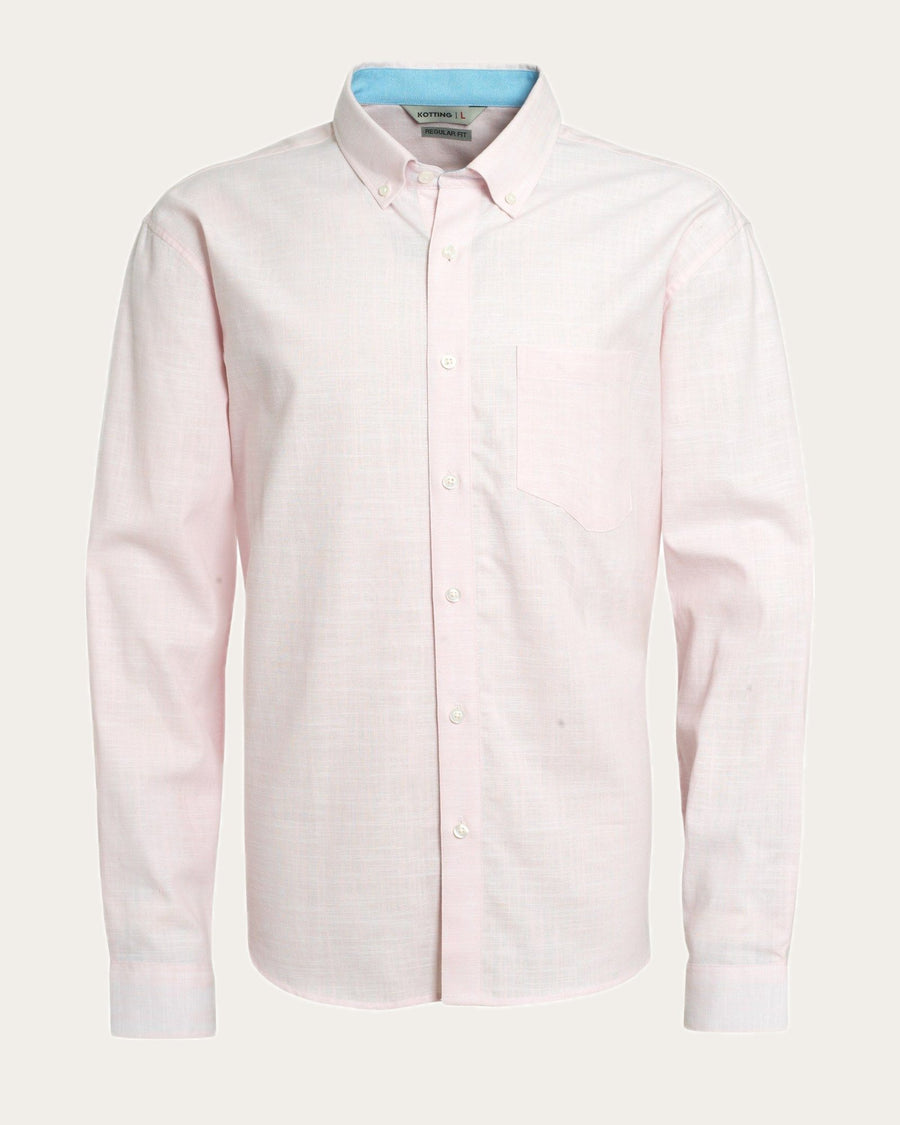 Camisa Hombre Look Lino  Manga Larga Rosado Claro · foto 3