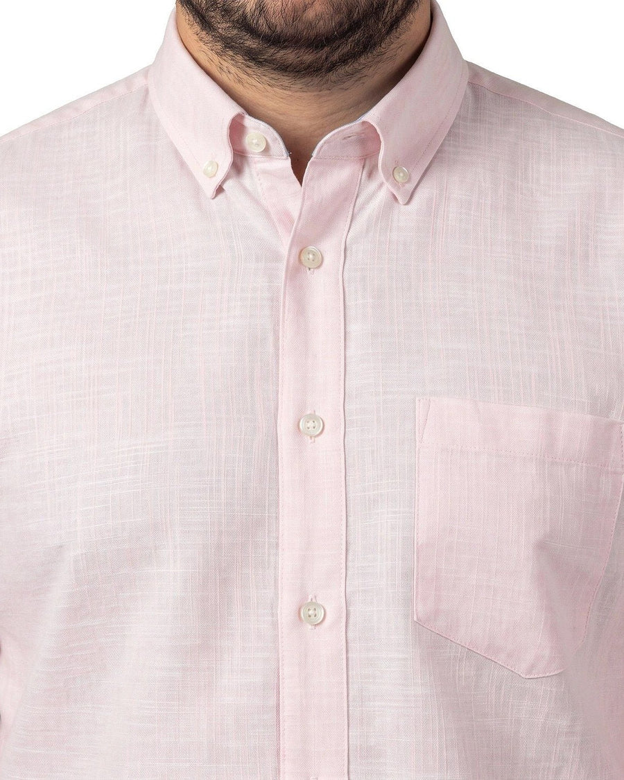 Camisa Hombre Look Lino  Manga Larga Rosado Claro · foto 4