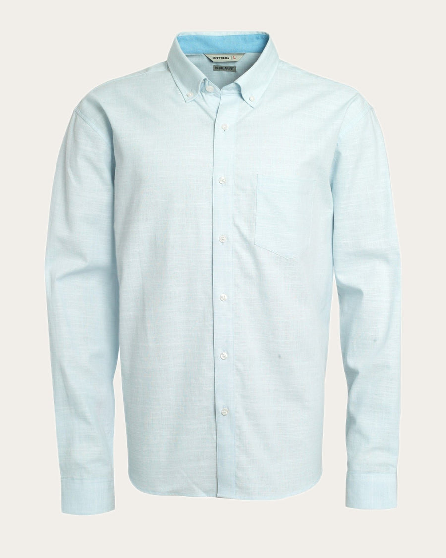 Camisa Hombre Look Lino  Manga Larga Celeste Claro · foto 3
