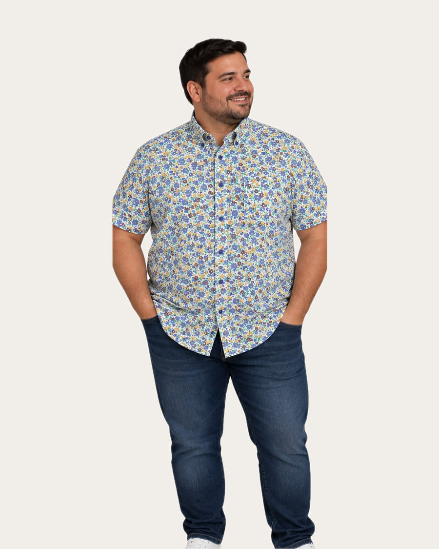 Camisa Hombre Manga Corta Diseño Flores SG · foto 1