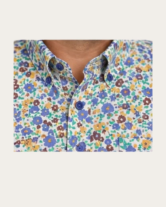 Camisa Hombre Manga Corta Diseño Flores SG