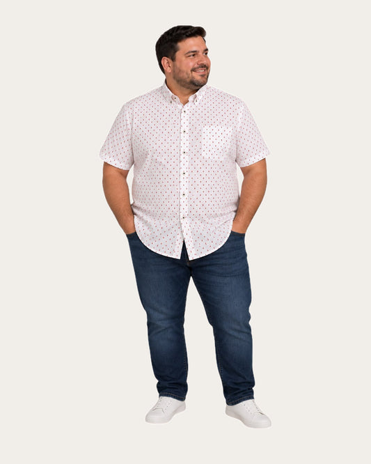 Camisa Hombre Manga Corta Diseño Blanca SG