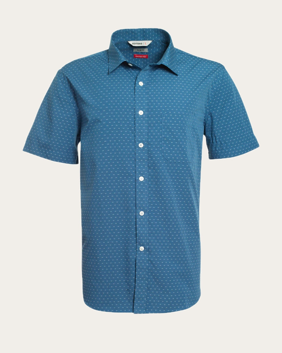 Camisa Hombre Manga Corta Dobby Sport Diseño Azul · foto 3