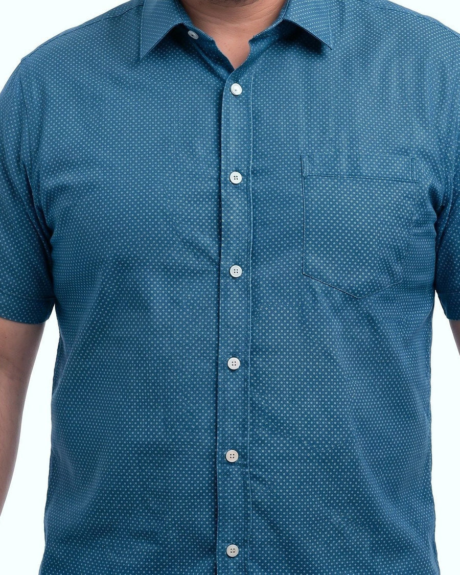 Camisa Hombre Manga Corta Dobby Sport Diseño Azul · foto 4