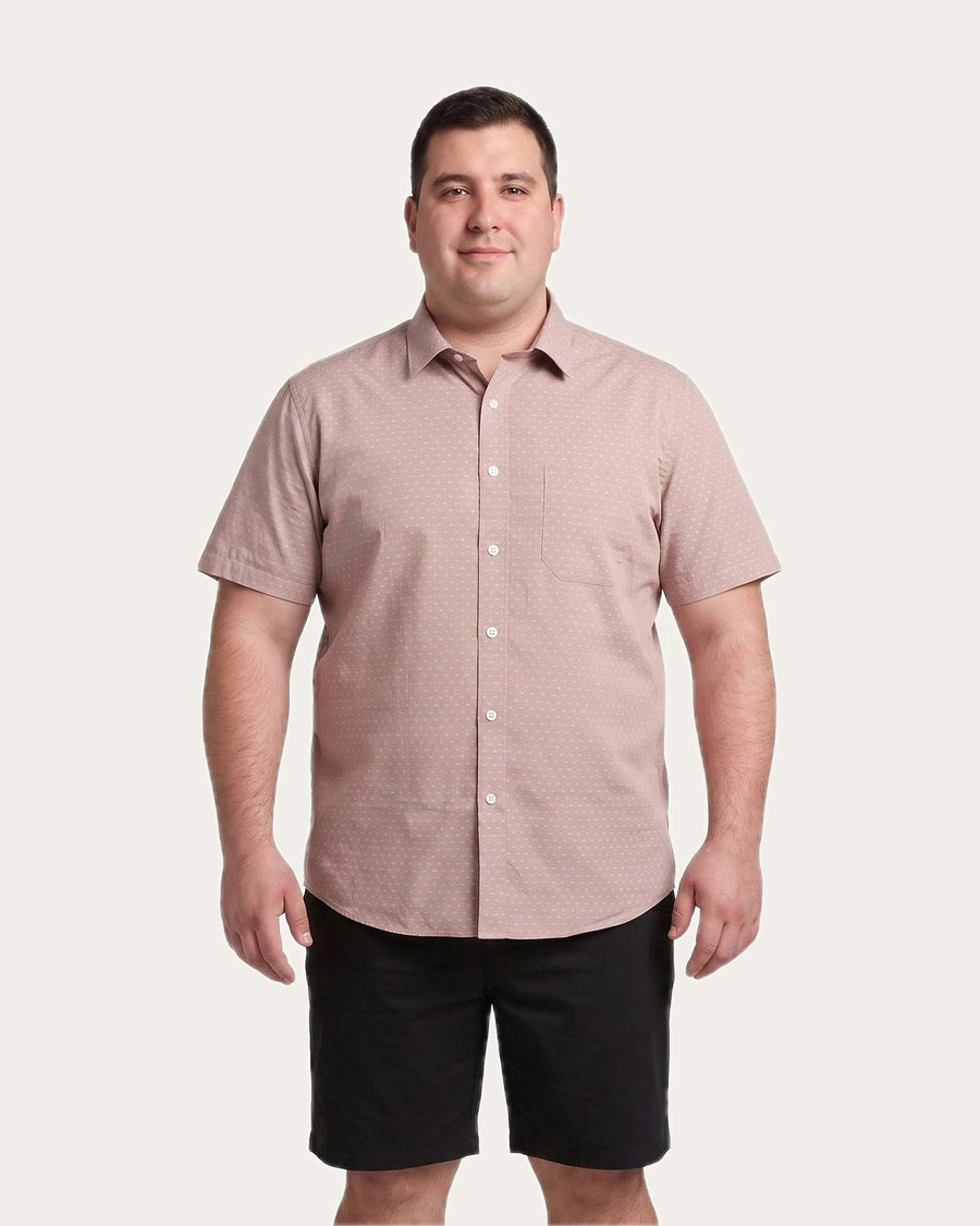 Camisa Hombre Manga Corta Dobby Sport Diseño Rosado · foto 1