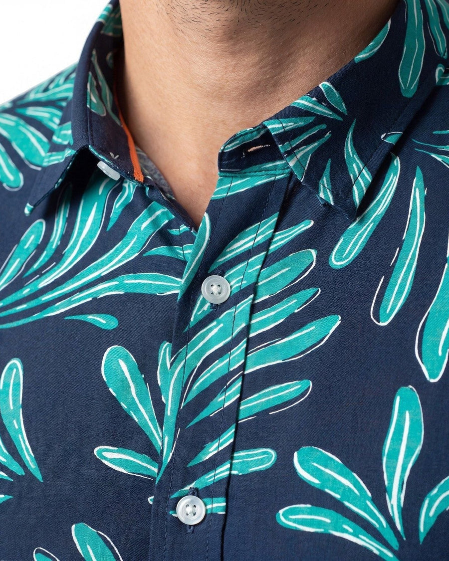 Camisa Hombre Manga Corta Viscosa Diseño Turquesa · foto 3