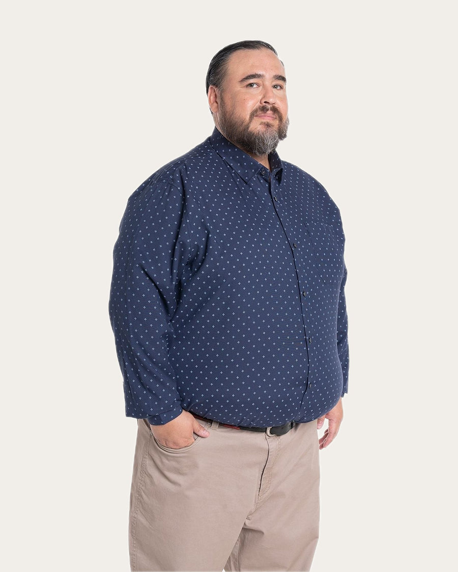 Camisa Hombre Manga larga Estampada Azul Marino Regular Fit KT · foto 1